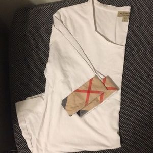 Burberry Three Quarter Sleeve Tee with Check Cuff